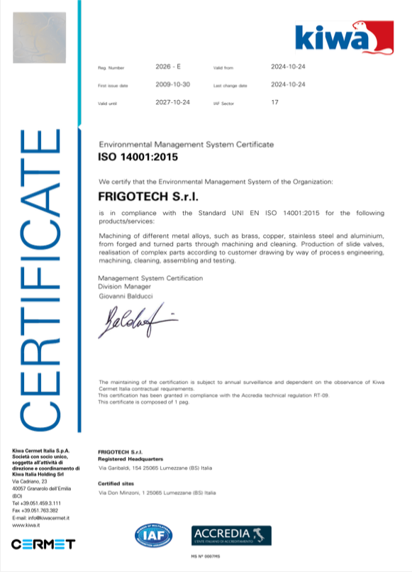 UNI EN ISO 14001:2004 environmental certification